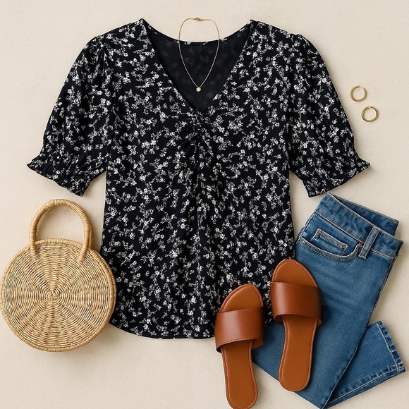 Old Navy Tops - Old Navy | Puff Sleeve Blouse S – Chic Office to Evening Look ✨